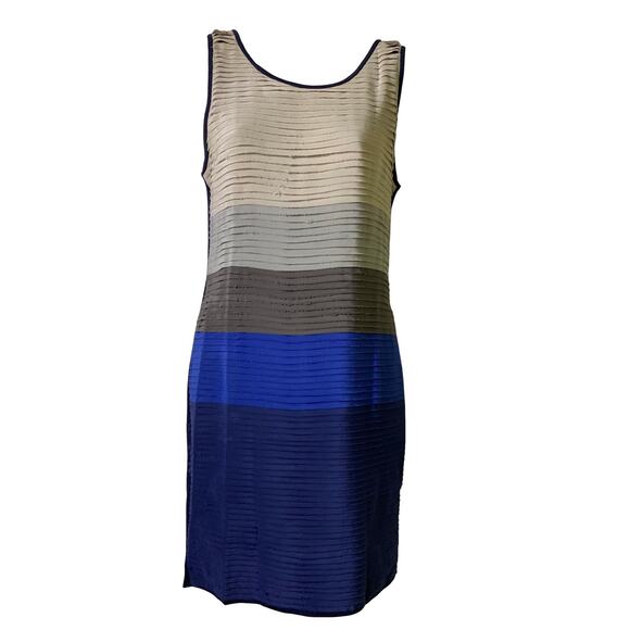 Rag‎ & Bone Blue Silk Tiered Colorblock Sleeveless Bodycon Dress S (2519) - Picture 3 of 7